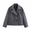 Gray Suit Woolen Jacket Women's Loose Double-breasted Short Coat