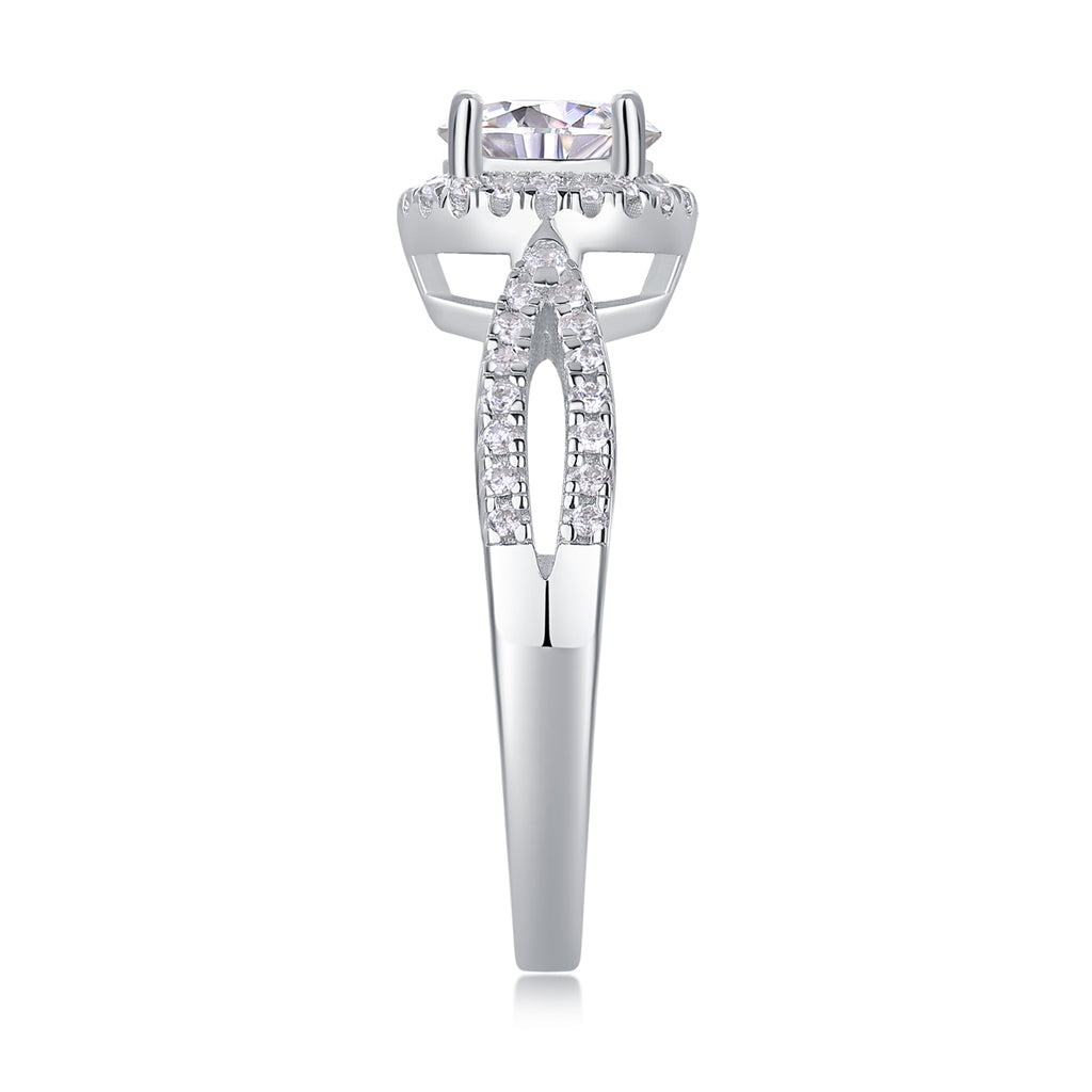 The Dream Wedding - A 1-carat Top-quality Moissanite S925 Silver And Platinum-plated Diamond Ring. The Wedding Ring Can Be Inspected With A Diamond Pen