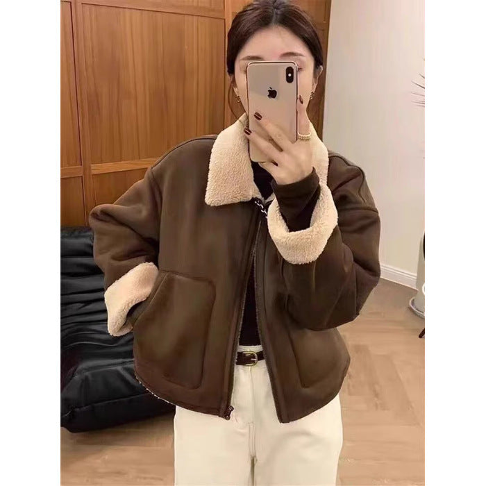 American Retro Warm Short Lapels Motorcycle Clothing