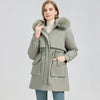 Women's Winter Fur-Lined Hooded Parka Coat Mid Length Down
