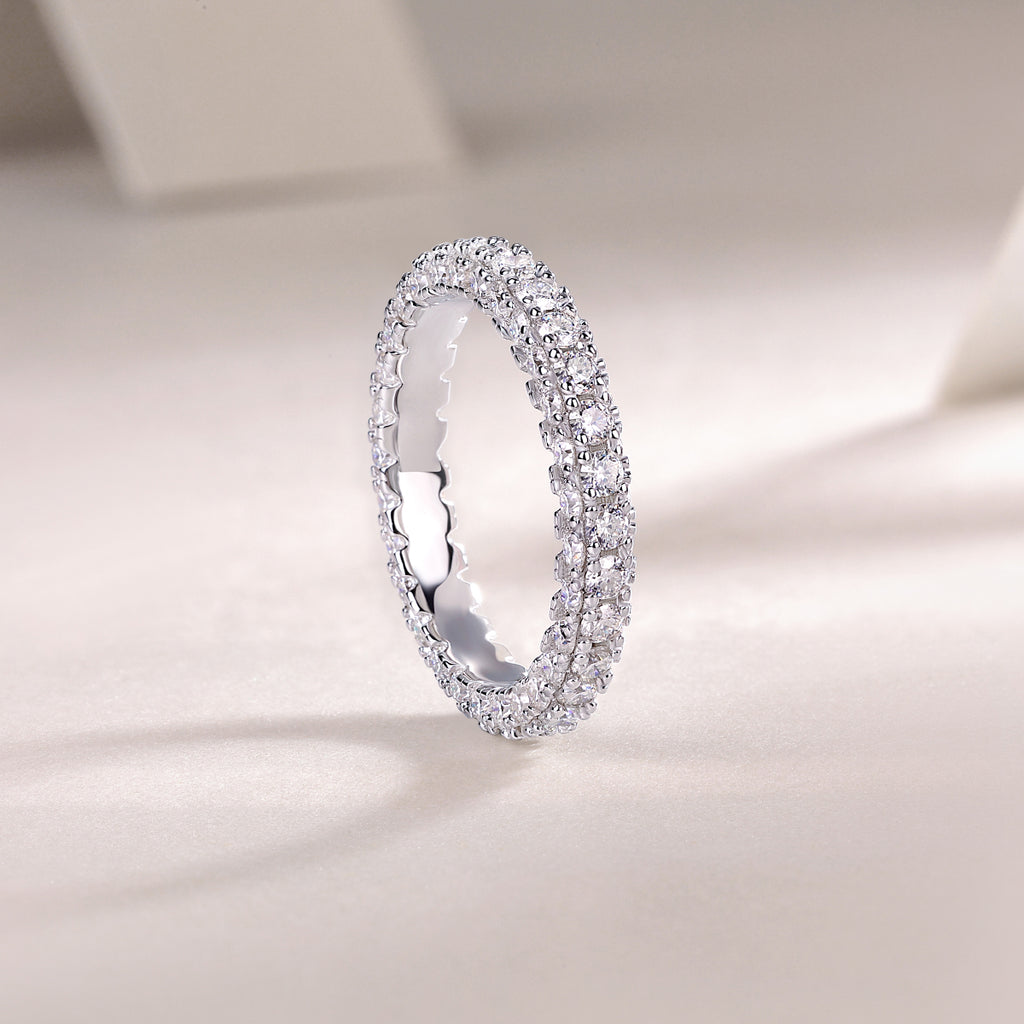 Pond Moonlight - A Wedding Ring Set With Top-quality Moissanite S925 Silver And Platinum-plated Diamond. The Ring Can Be Inspected With A Diamond Pen