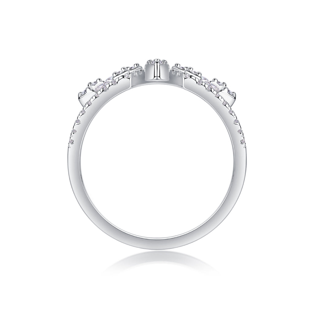 Silent Flower - A Wedding Ring Set With Top-quality Moissanite S925 Silver And Platinum-plated Diamond. The Ring Can Be Inspected With A Diamond Pen