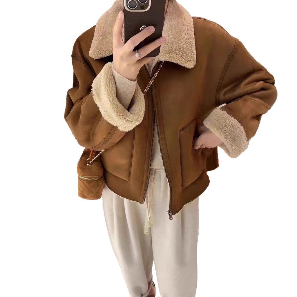 American Retro Warm Short Lapels Motorcycle Clothing