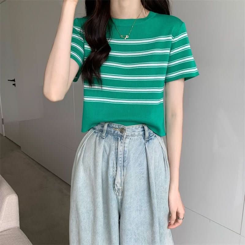 Figure - flattering Slimming French - style Short - sleeve Top - Eshtree