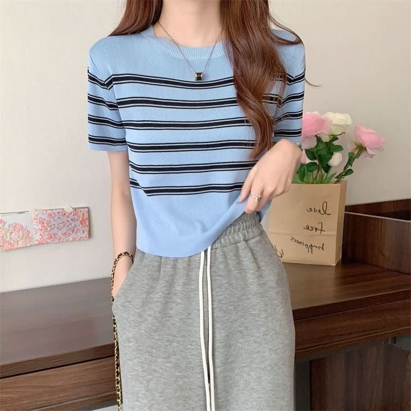 Figure - flattering Slimming French - style Short - sleeve Top - Eshtree