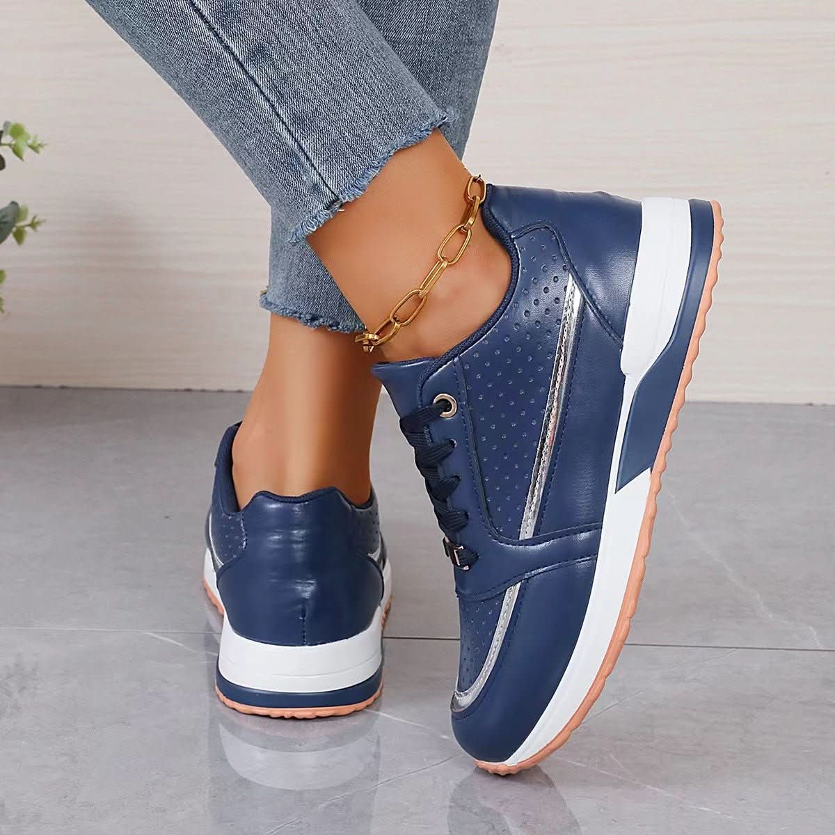 Flat Color - blocked Round - toe Lace - up Shoes - Eshtree