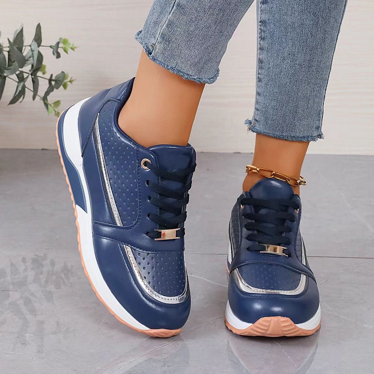 Flat Color - blocked Round - toe Lace - up Shoes - Eshtree