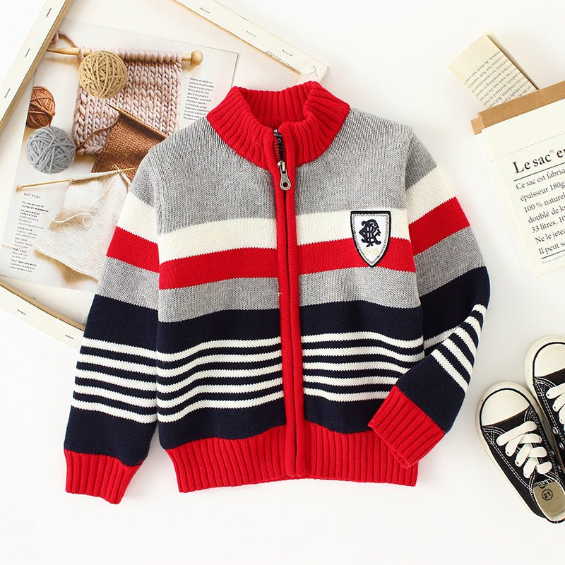 Fleece Sweater Cotton Jacket Children's Cardigan Knitwear Boys Pure Cotton - Eshtree