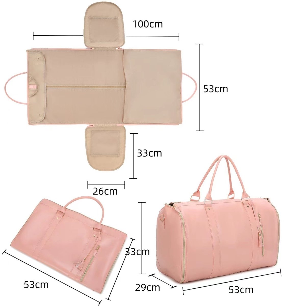 Foldable Women's Travel Convenient Carry - on Clothing Bag Large PU Leather Duffel Bag Women's Business Travel Bag - Eshtree