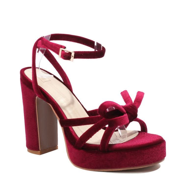 French - style Open - toe Block - heel Sandals With A Bow - cutout Strappy Design - Eshtree