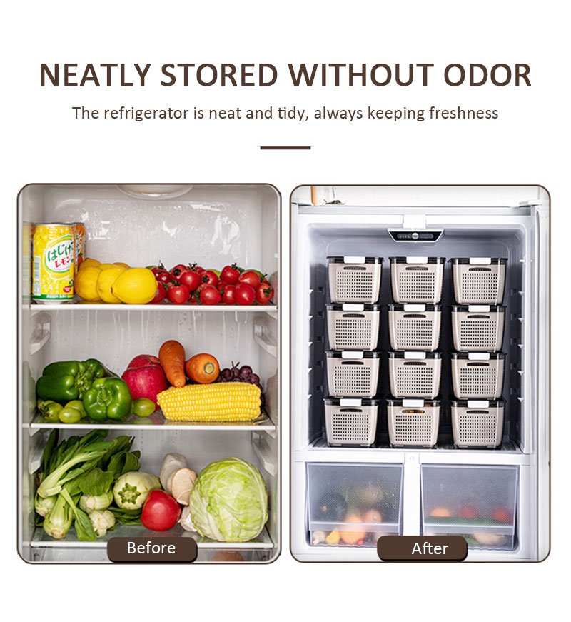 Fresh - keeping Box Large - capacity Separated Storage Box Fruit And Vegetable Cleaning Double - layer Drain Basket - Eshtree