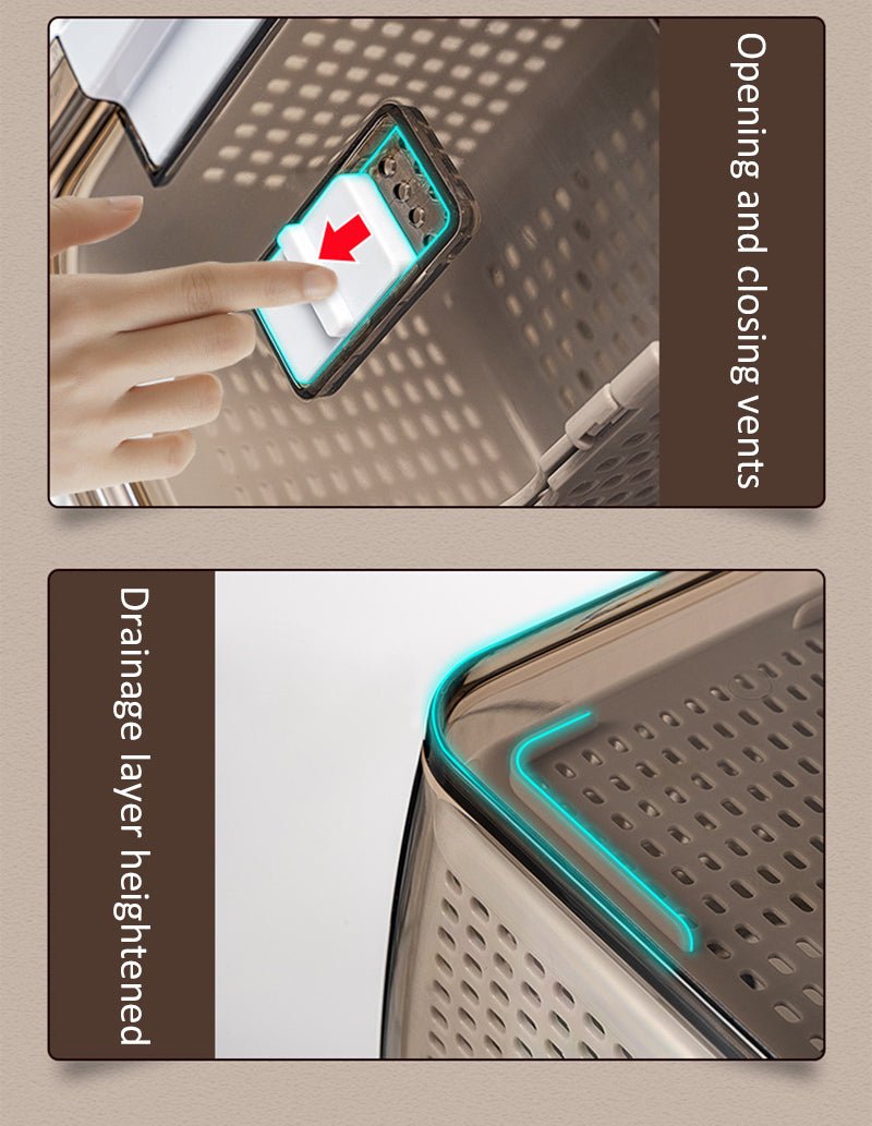 Fresh - keeping Box Large - capacity Separated Storage Box Fruit And Vegetable Cleaning Double - layer Drain Basket - Eshtree