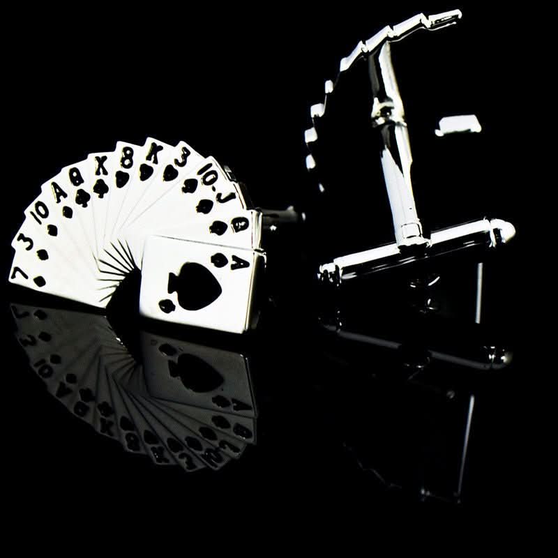 Fun Fan - Shaped Playing Cards k Cufflinks Cuff Nails Men's French Buttons - Eshtree