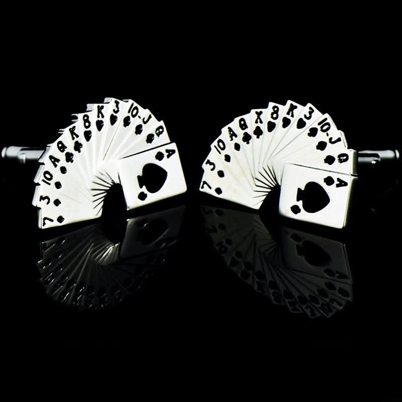 Fun Fan - Shaped Playing Cards k Cufflinks Cuff Nails Men's French Buttons - Eshtree