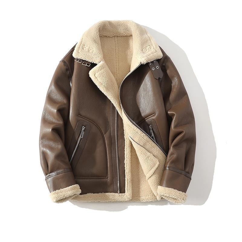 Fur Integrated Suede Jacket Male Velvet Padded Thickened Top - Eshtree