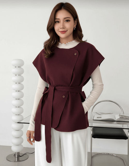 جاكيت كات حريمي جوخ بتصميم شيك بحزام - Eshtree