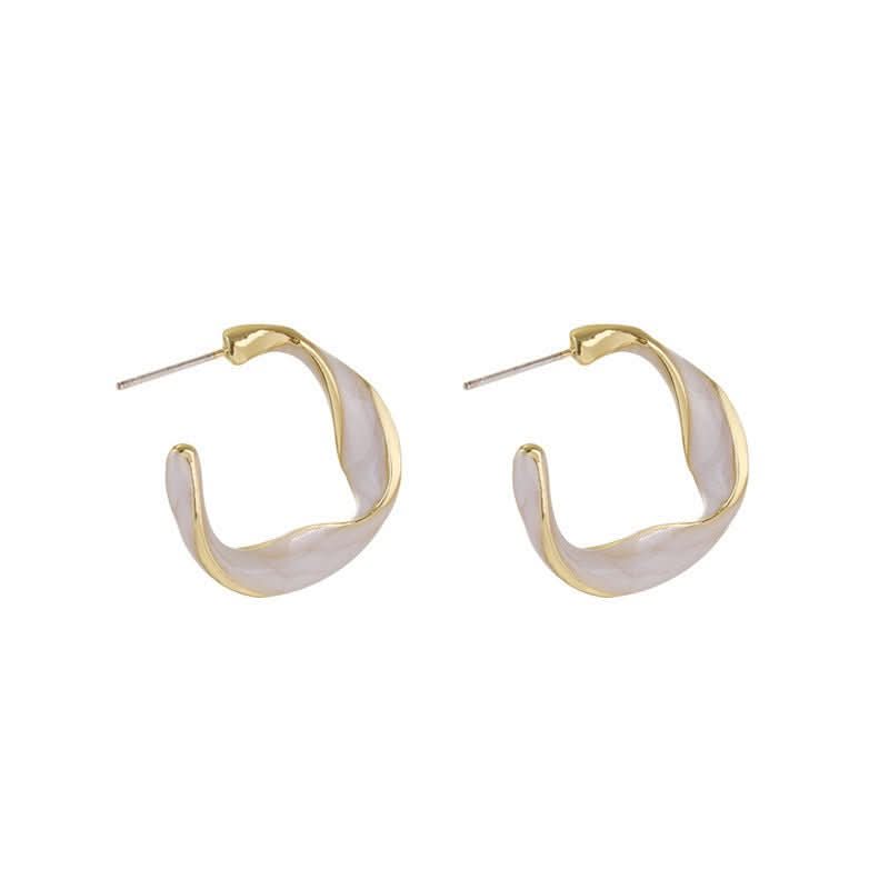 Geometric Distortion Drop Oil Lady C - shaped Earrings - Eshtree