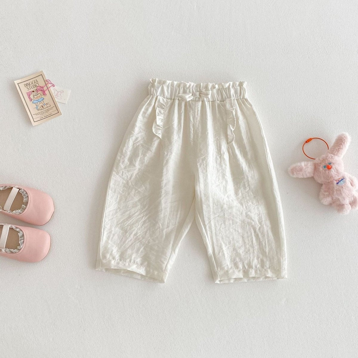 Girls' Bow Anti Mosquito Pants Solid Color Casual Pants - Eshtree