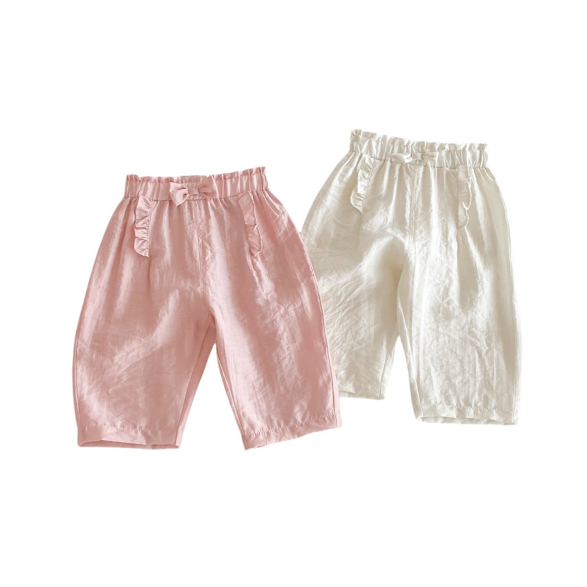 Girls' Bow Anti Mosquito Pants Solid Color Casual Pants - Eshtree