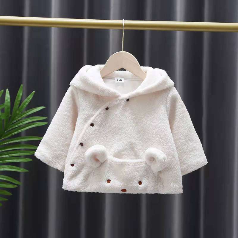 Girls' Coat Autumn And Winter Infant, Baby New Fairy Korean Style Velvet Padded Thickened Top Children's Hoodie Trench Coat - Eshtree