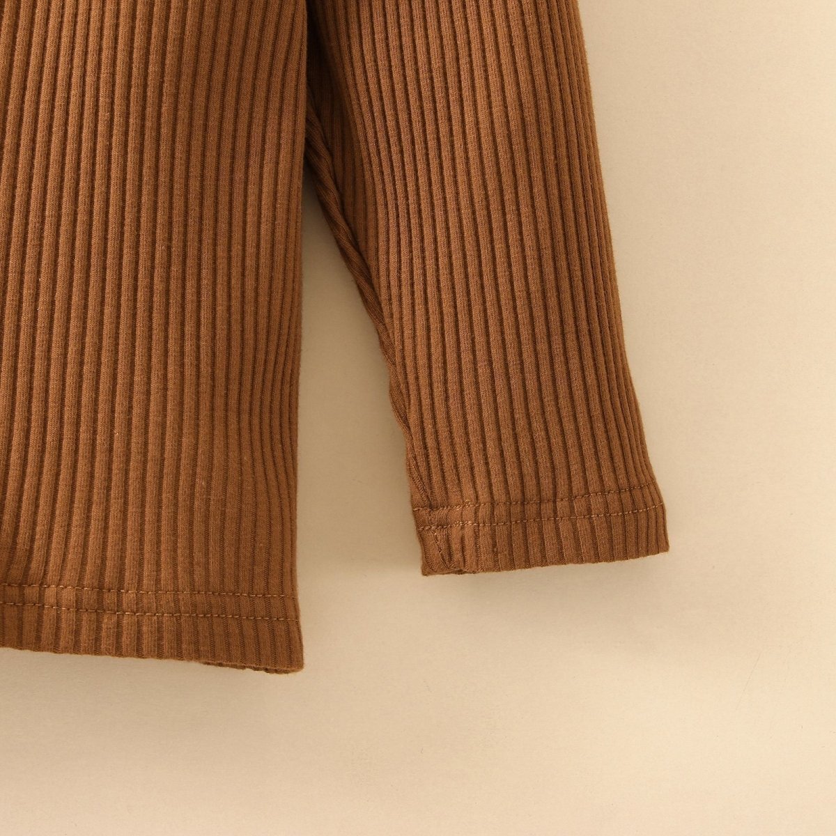 Girls' Cotton Sunken Stripe Micro Turtleneck Long Sleeve Pleated Skirt Suit - Eshtree