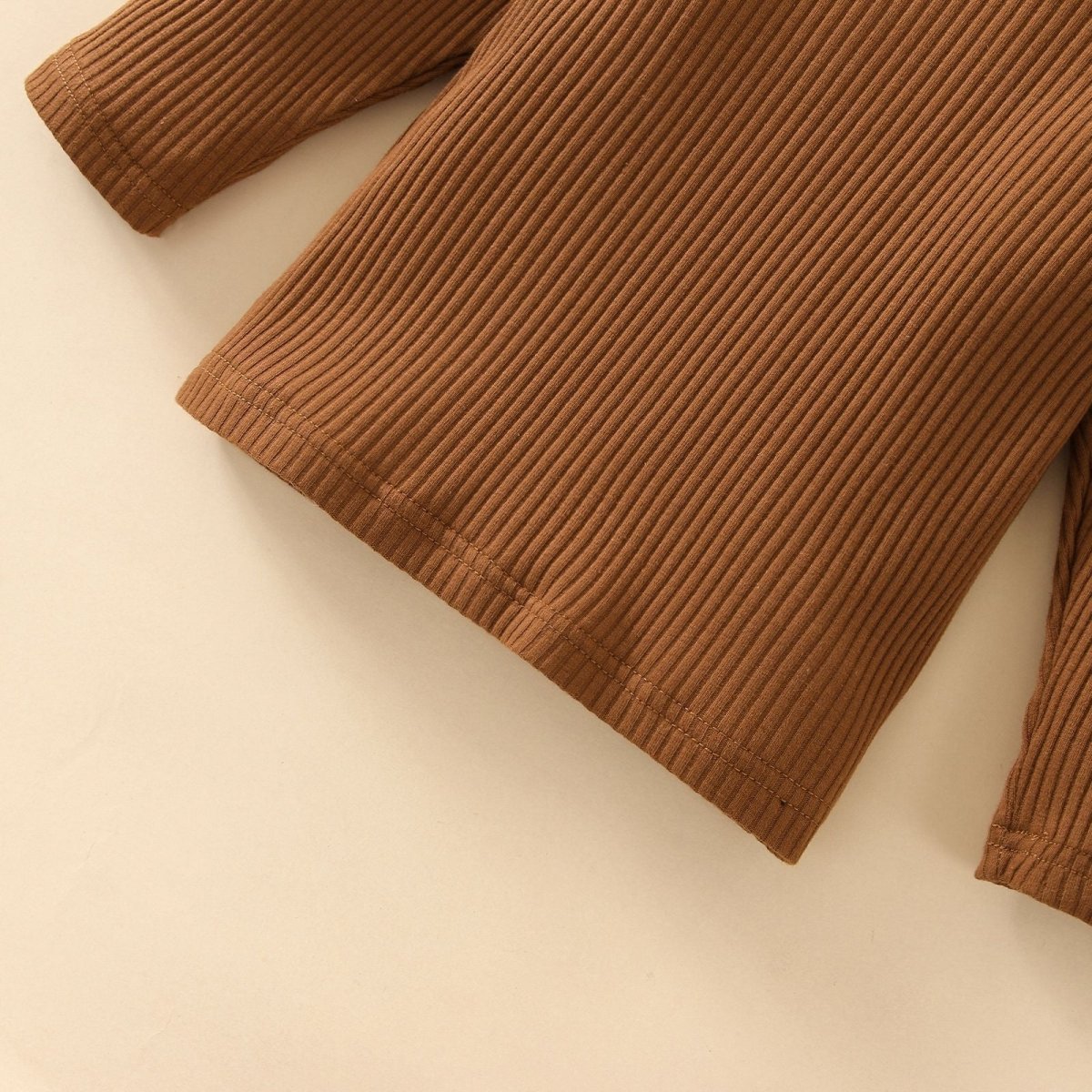 Girls' Cotton Sunken Stripe Micro Turtleneck Long Sleeve Pleated Skirt Suit - Eshtree