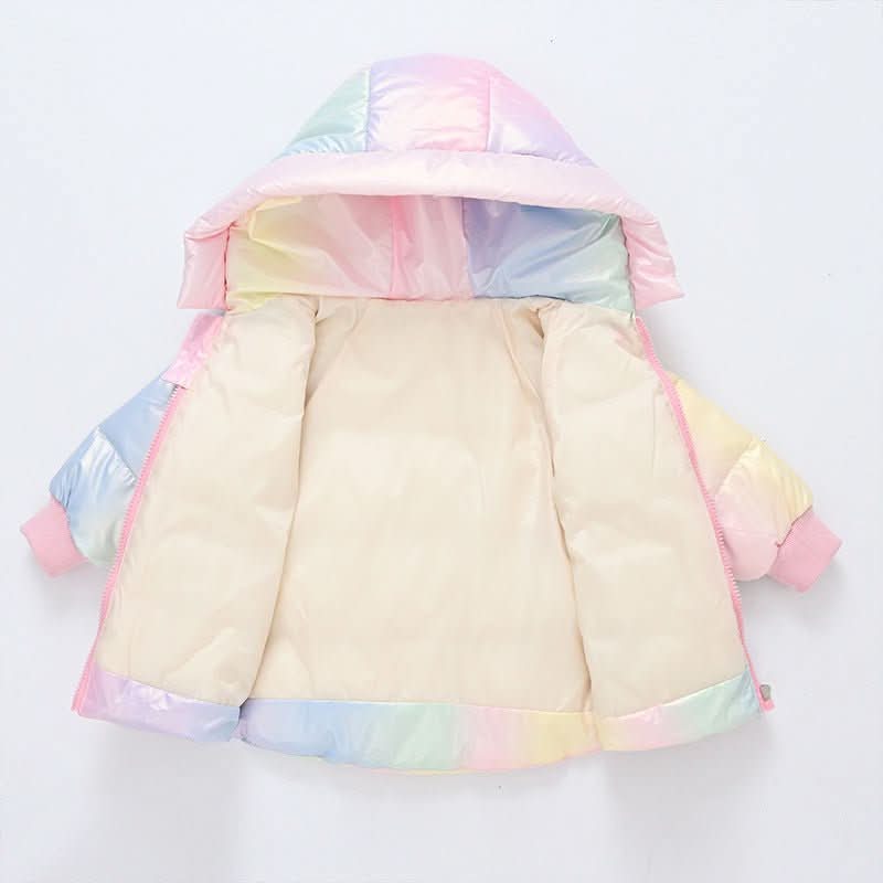 Girls' Down Jacket Thickened Autumn Rainbow Shiny Coat - Eshtree
