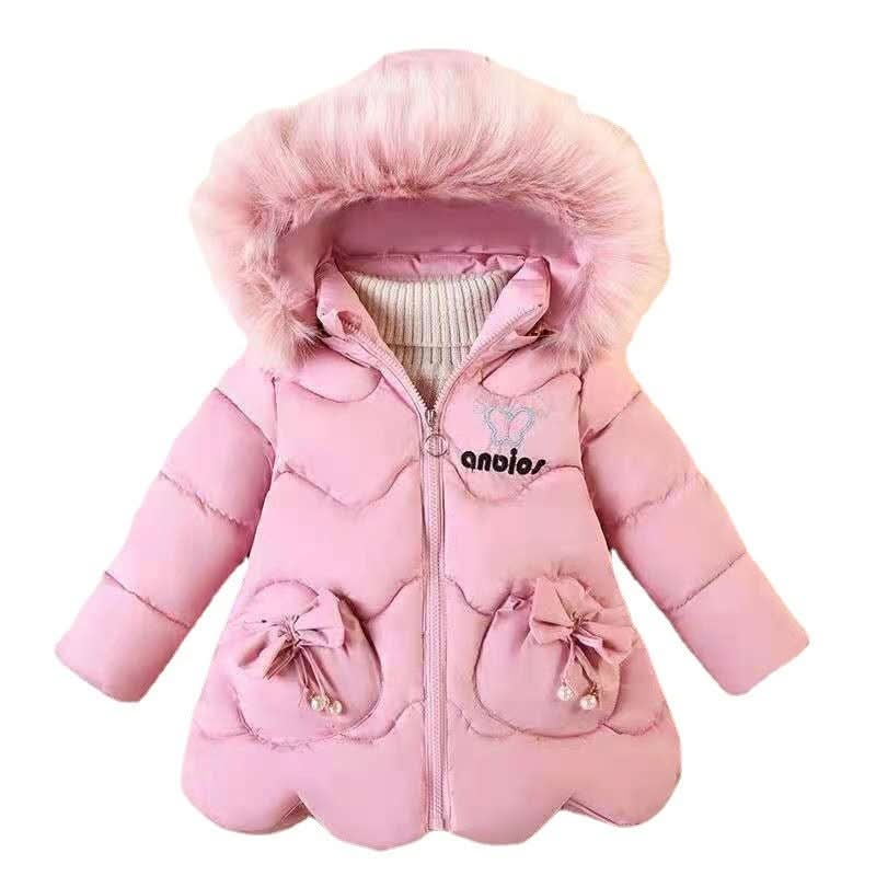 Girls' Fashion Big Fur Collar Down Cotton Jacket - Eshtree