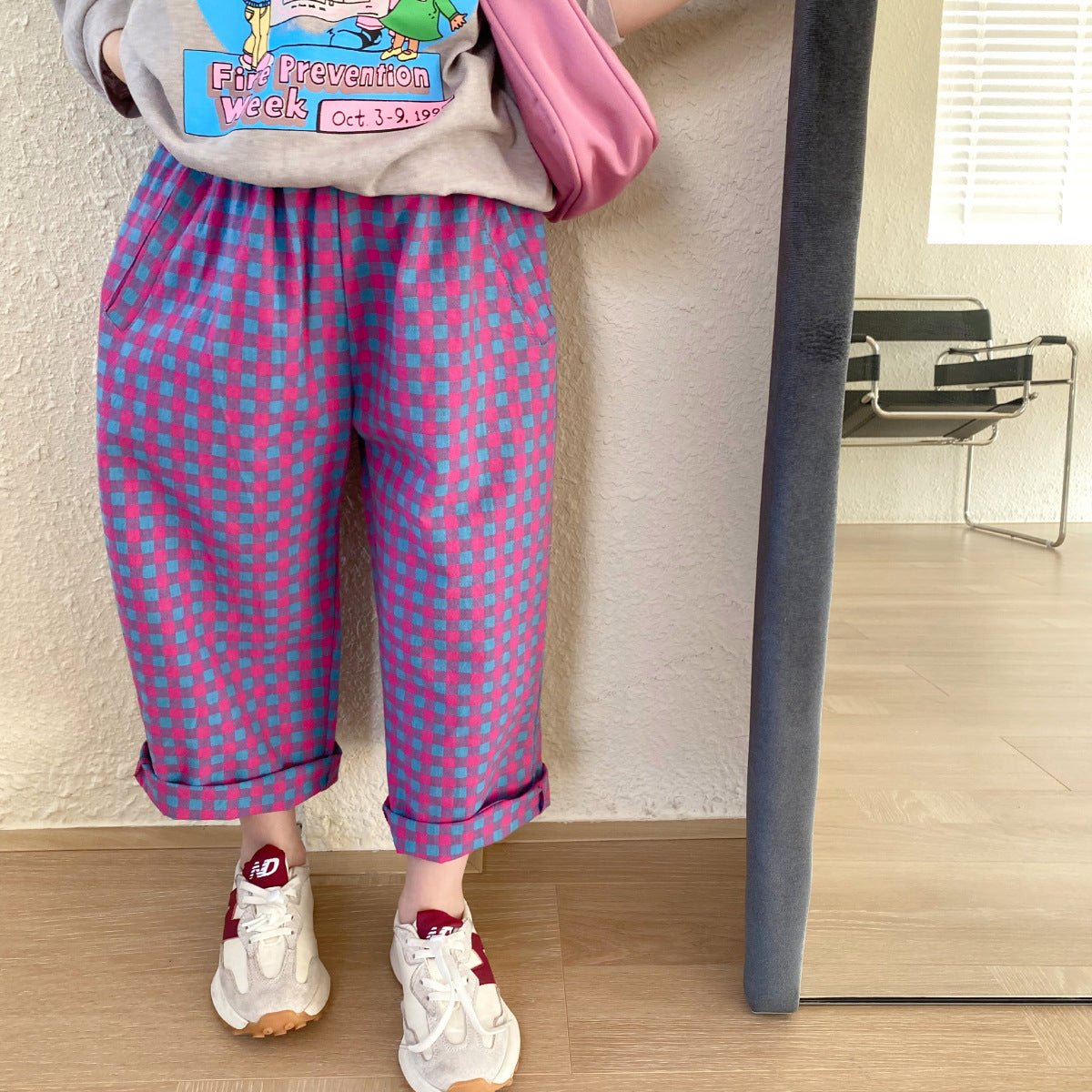 Girls Fashion Casual Cotton Plaid Pants - Eshtree