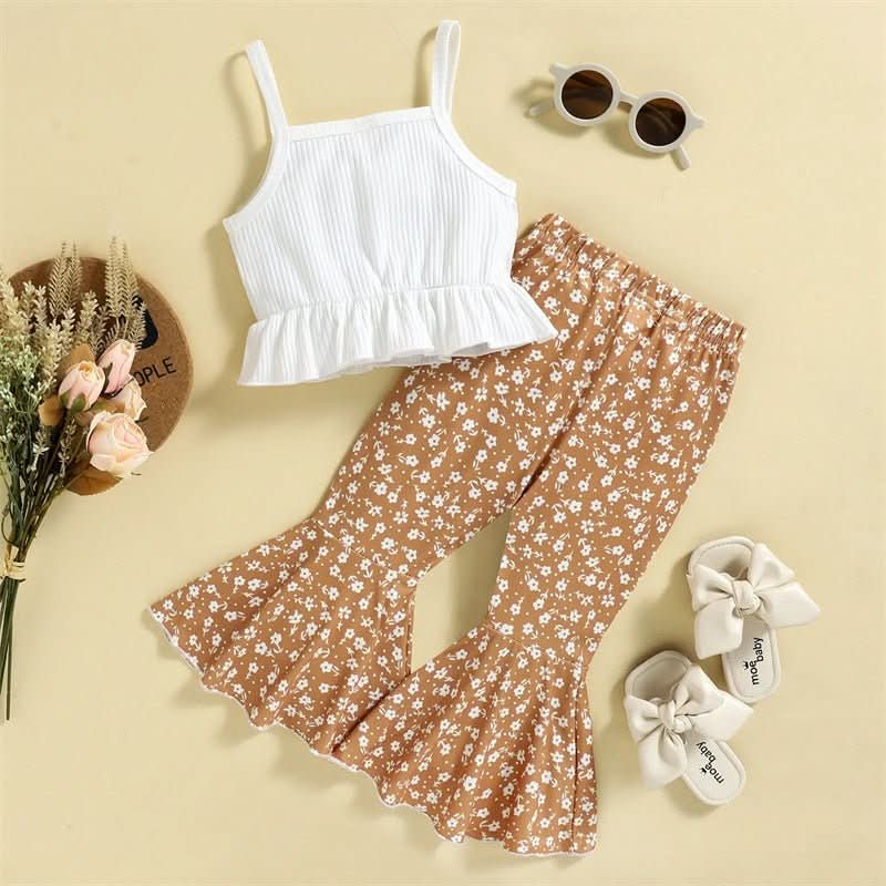 Girls' Sunken Stripe Suspenders Top Suit - Eshtree