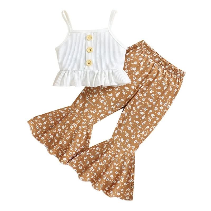 Girls' Sunken Stripe Suspenders Top Suit - Eshtree