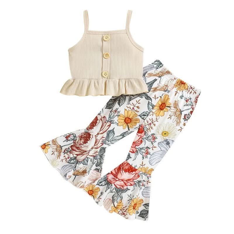 Girls' Sunken Stripe Suspenders Top Suit - Eshtree