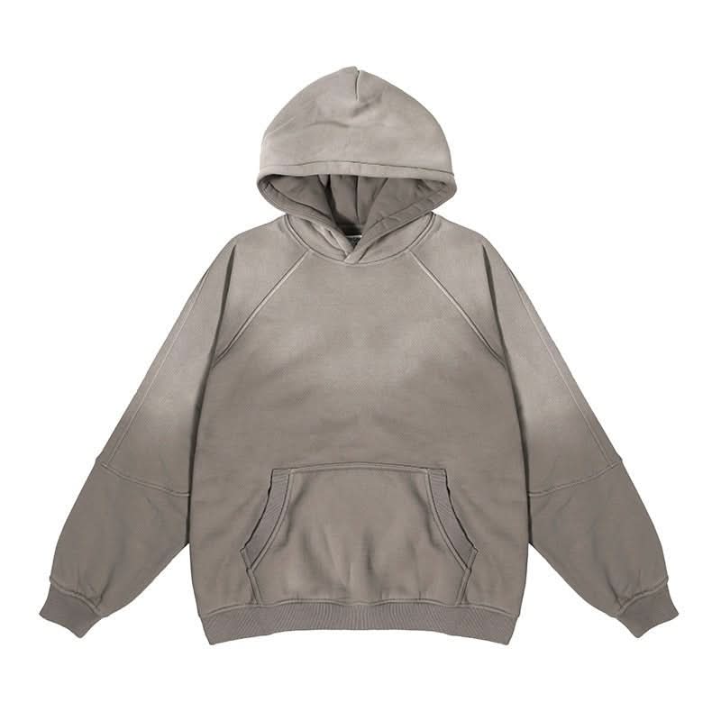 Gradient Two Colors Distressed Hooded Sweater - Eshtree