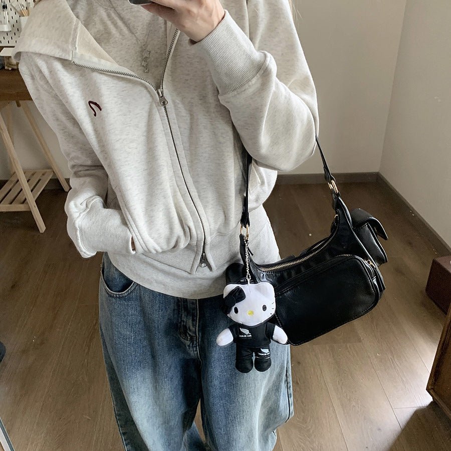 Gray Hooded Long Sleeve Sweater Coat For Women Spring And Autumn - Eshtree