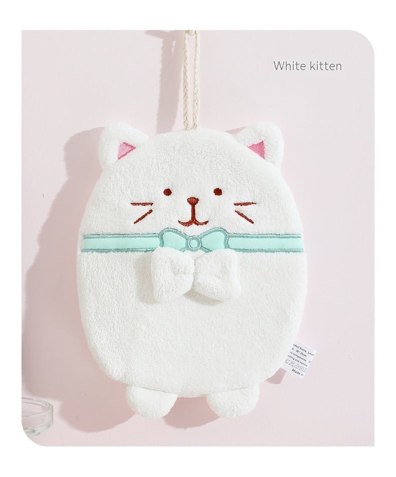 Hand Towel Hanging Cute Kitten Absorbent Lint - free Household Kitchen - Eshtree