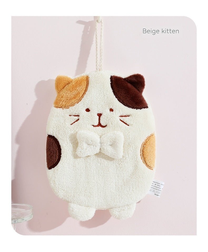 Hand Towel Hanging Cute Kitten Absorbent Lint - free Household Kitchen - Eshtree