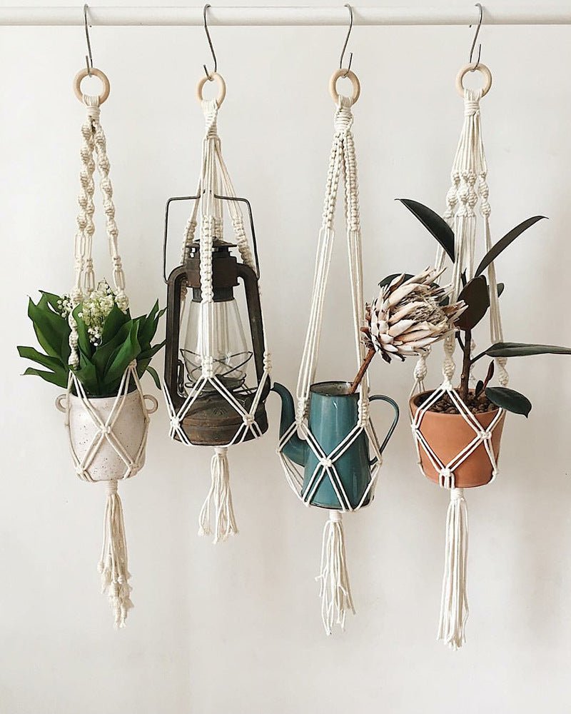 Hand - woven Cotton Net Hanging Basket Wall Hanging Decoration - Eshtree