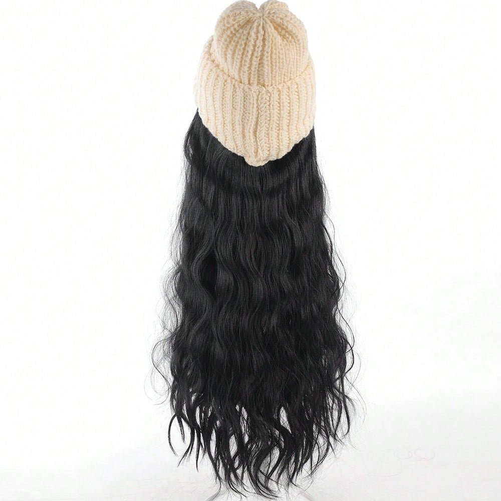 Hat Wig Long Curly Hair Female Hat Wig Big Wave - Eshtree