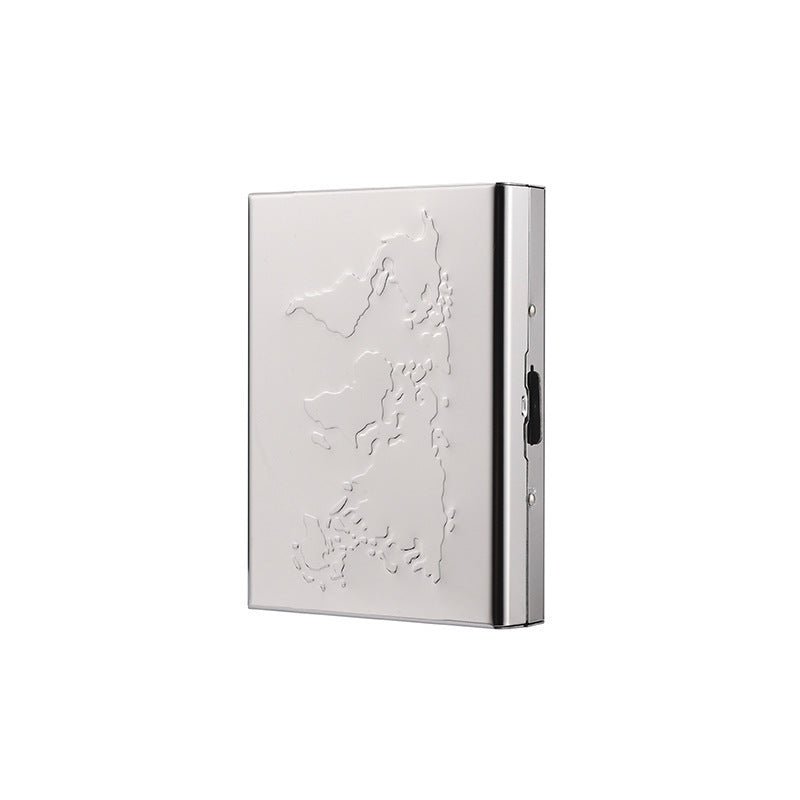 High - end Stainless Steel Cardholder With Map Engraving Designed To Prevent Demagnetization - Eshtree