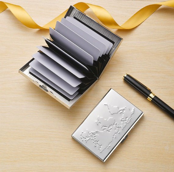High - end Stainless Steel Cardholder With Map Engraving Designed To Prevent Demagnetization - Eshtree