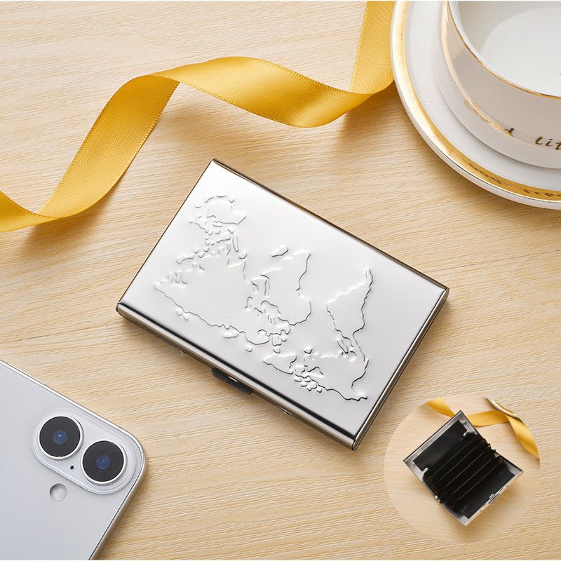 High - end Stainless Steel Cardholder With Map Engraving Designed To Prevent Demagnetization - Eshtree