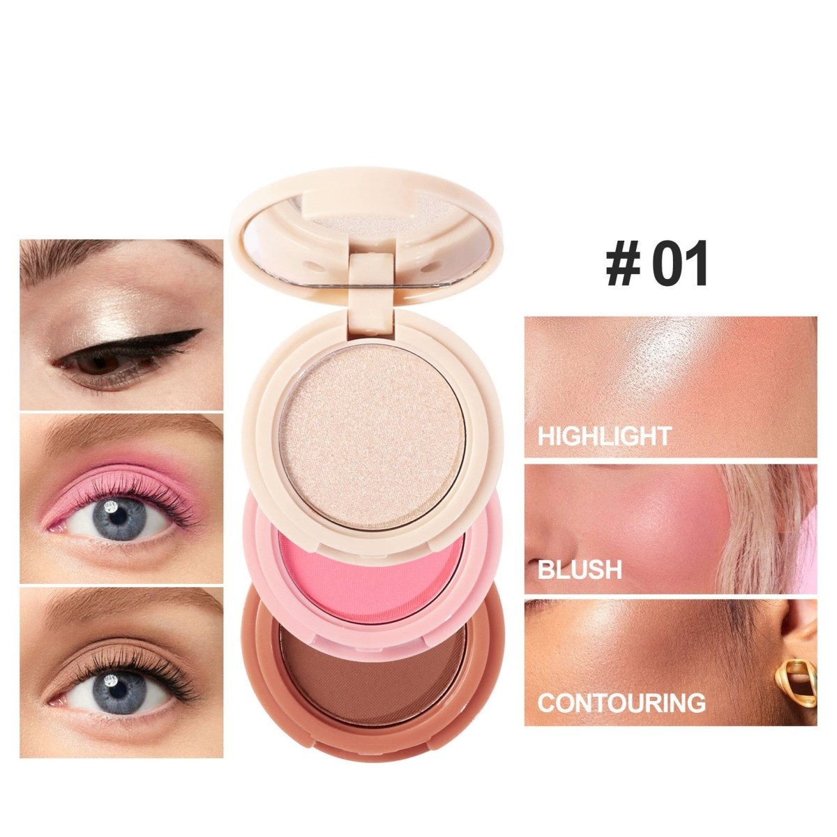High Gloss Powder Blusher Facelift 3in1 All - in - one Disc - Eshtree