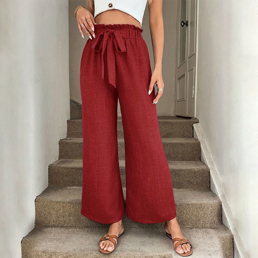 High Waisted Drawstring Casual Pants - Eshtree