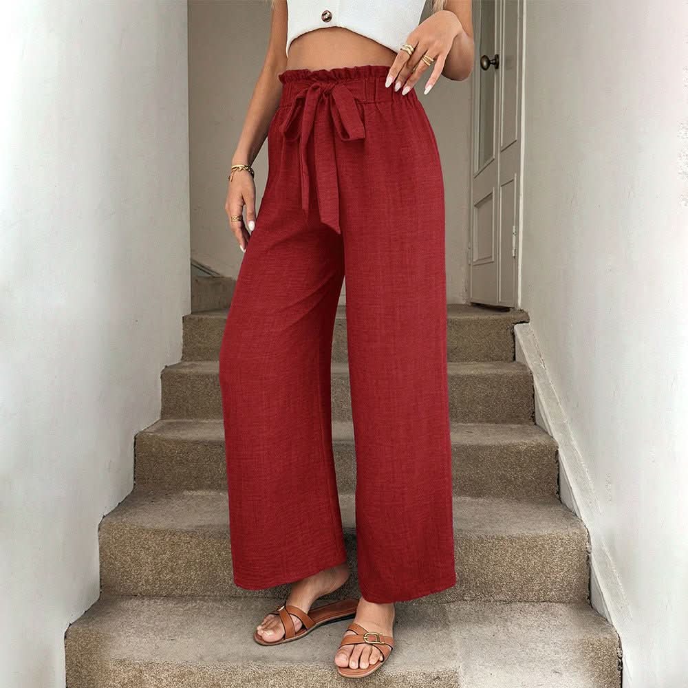 High Waisted Drawstring Casual Pants - Eshtree