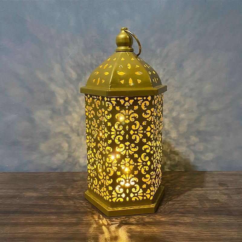 Home Decor Metal Lantern Eid Mubarak Night Led Ramadan Decoration Muslim Party Supplies Gift - Eshtree