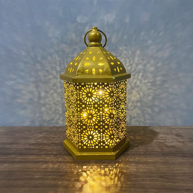 Home Decor Metal Lantern Eid Mubarak Night Led Ramadan Decoration Muslim Party Supplies Gift - Eshtree