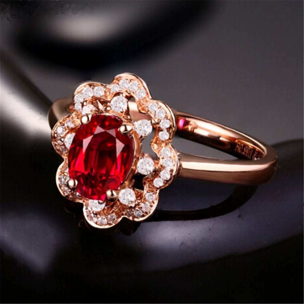 Hot silver ring engagement ring high - end ruby ring rose gold ring jewelry - Eshtree