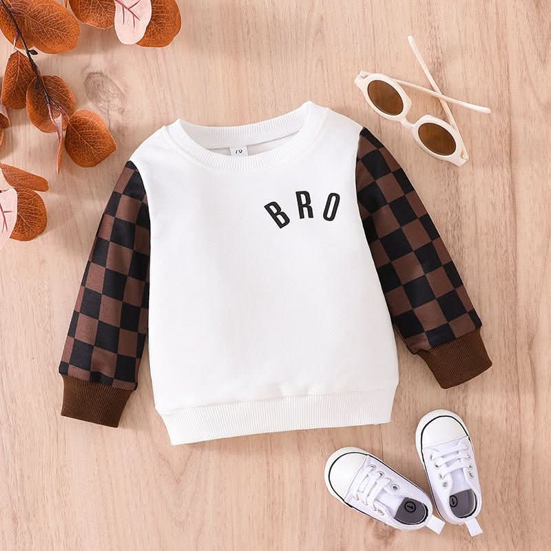 Infants And Toddlers Fall Long - sleeved Tops Fashion Plaid Sweatshirt - Eshtree