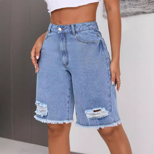 INS Casual All - match Ripped Jeans Shorts - Eshtree