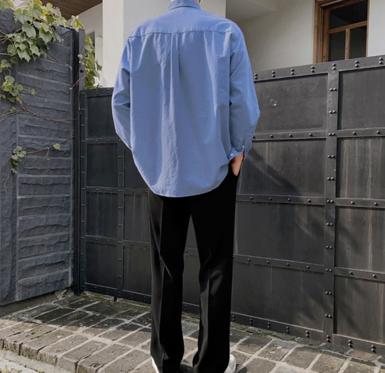 Japanese Solid Color Shirt Korean Style Trendy Handsome Shirt - Eshtree